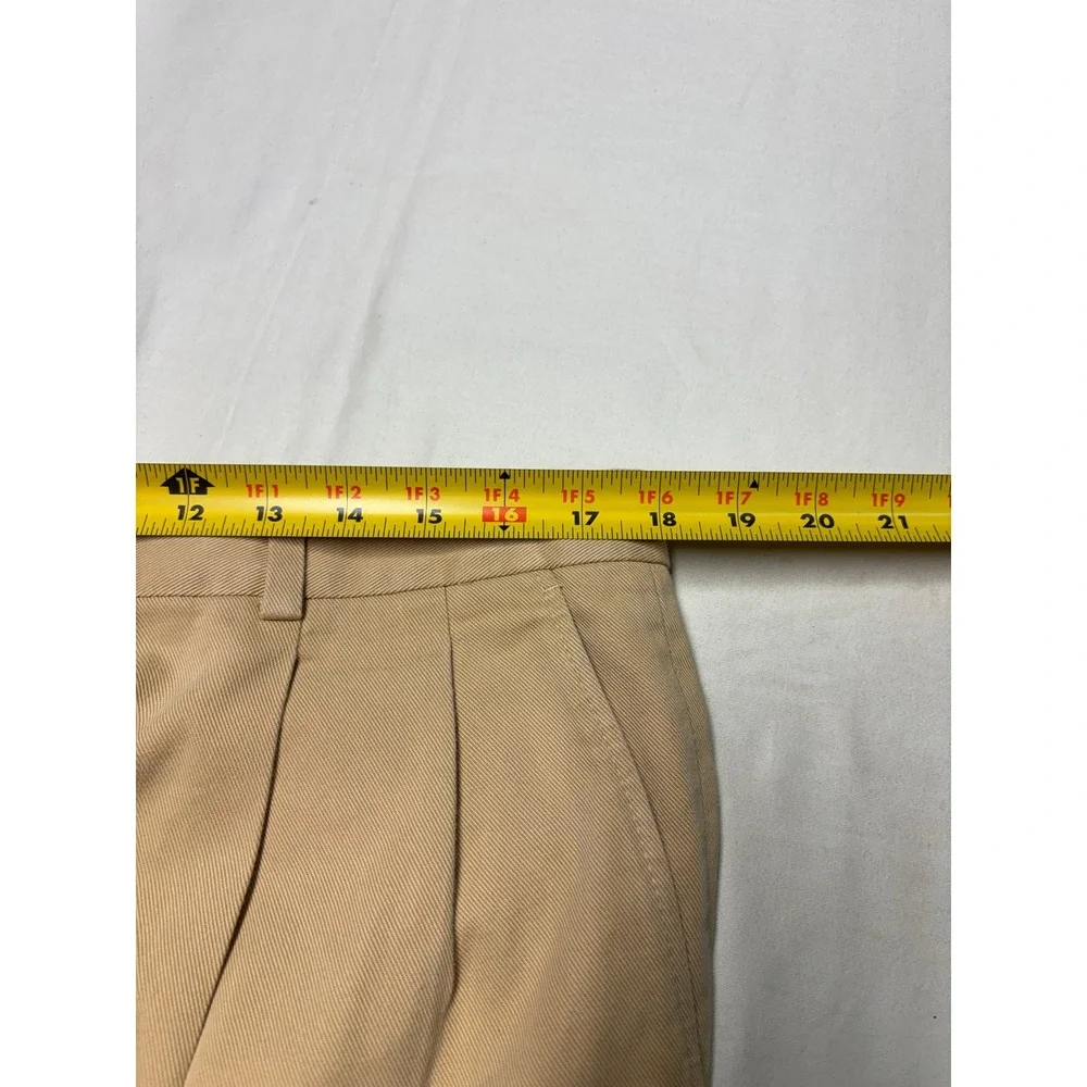 Burberry London Mens Pleated Trousers Tan Khaki Wide Leg Pants 36X32 REG JBT5